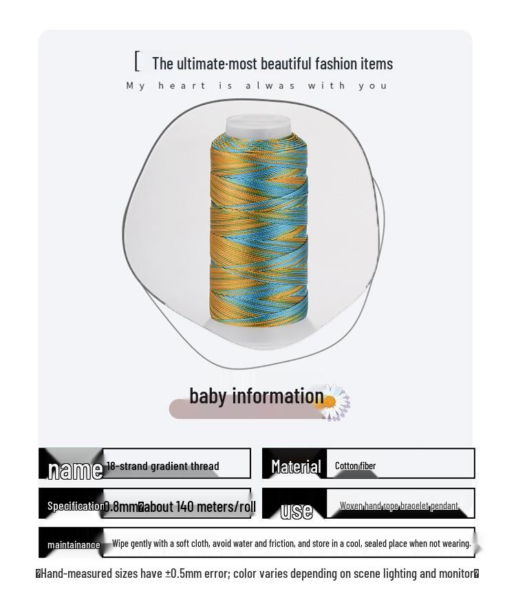 18-Strand Variegated Yarn Bracelet Weaving Cord – Gradient Dragon Scale Koi Thread DIY Material