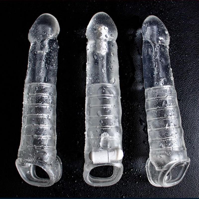 Anneau pénien à manchon vibrant, anneau pénien transparent et réutilisable, extension de pénis, agrandisseur de pénis, jouet sexuel pour couples
