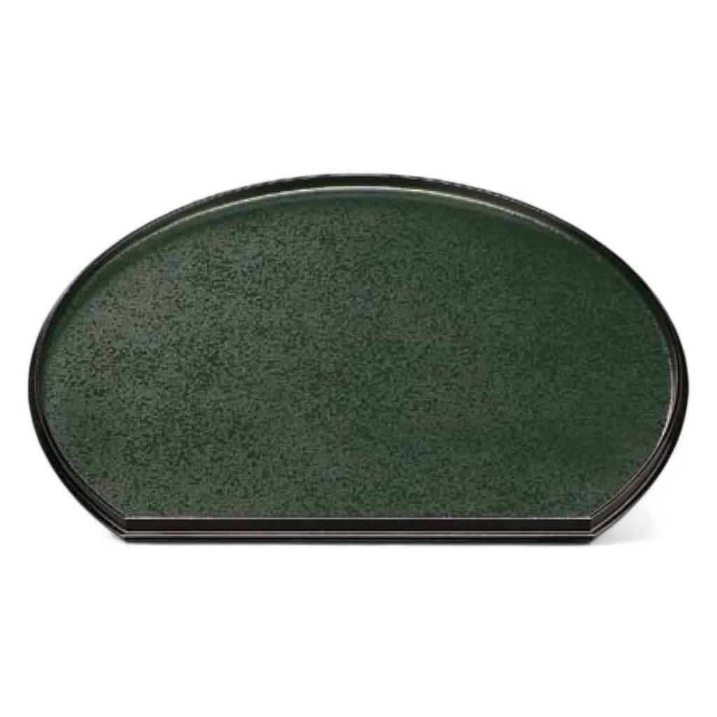 New Half Moon Tray Green and Black Clear Seared Red and Black Lacquerware Made In Japan J-kitchens (42cm) - / (ABS Resin) -