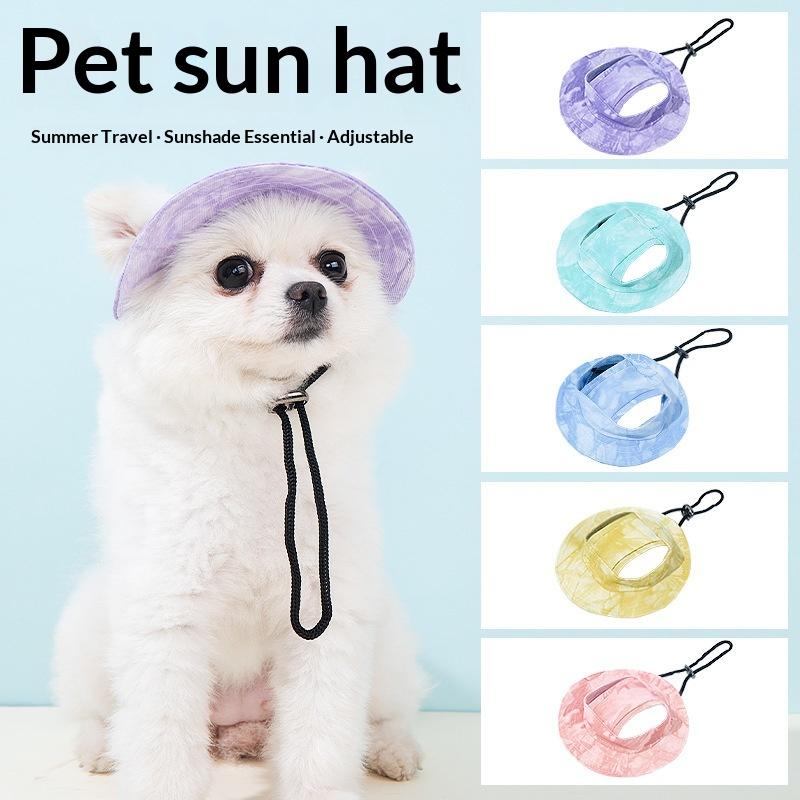 Pets Hat With Ear Holes Adjustable Baseball Cap For Medium Small Dogs Summer Dye Cats Sun Cap Pet Outdoor Hat Pet Supplies