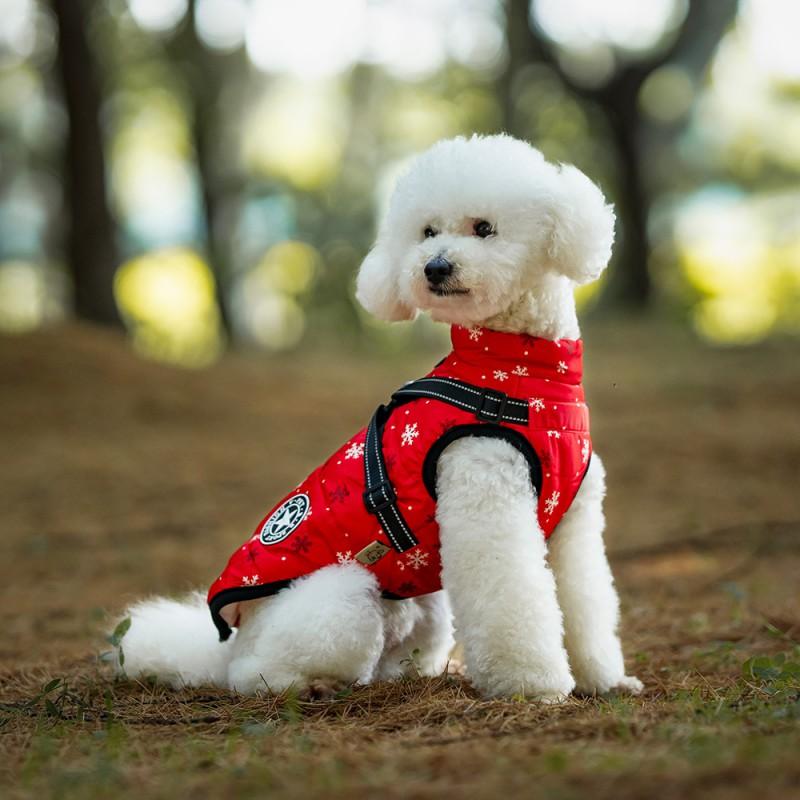 Winter Dog Coat Small To Medium Breeds - Thick Cotton Warm Pet Jacket With Snowflake Plaid