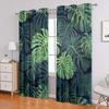 2 Pieces, Tropical Palm Leaf Green Curtains - Semi Transparent - Suitable For Living Room, Bedroom, Office Home Decoration.