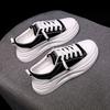 Women's Shoes Spring Autumn High on Platform Black Lace Up Ladies Footwear Light Comfortable and Elegant 2025 New Cotton Sale In