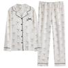 Women's Pure Cotton Long Sleeve Pajama Set - Casual Two-Piece with Simple Print for Home or Outwear
