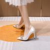 White High Heels Bridal Shoes Satin Pointed Wedding Shoes Main Wedding Dress Show He Two Wear Rhinestone Knot Engagement High Heels