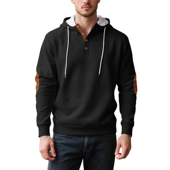 Men Jacquard Hoodie Long Sleeve Pullover Sweatshirt Loose Fit Hooded Casual Sweatshirt for Sportswear Street Gym