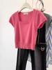 Women's Fashionable Short-Sleeve Knitted Sweater - Versatile, Slimming, and Trendy for Spring/Summer Casual Wear