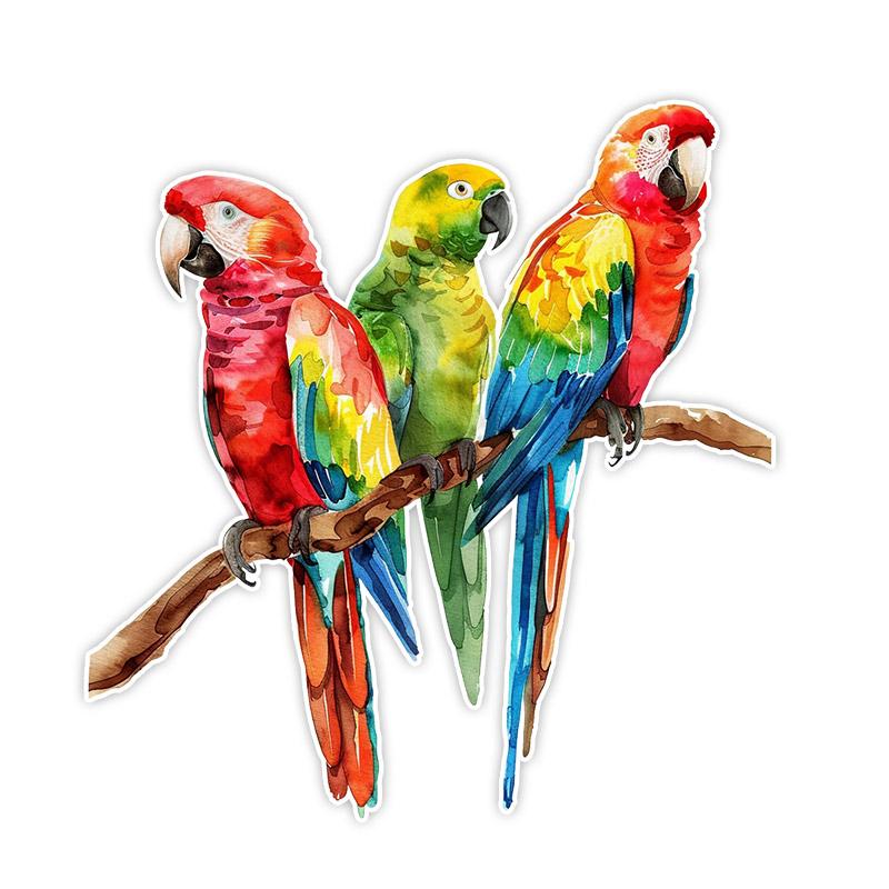 

Car Stickers Watercolor Parrot Waterproof Vinyl Decals Auto Body Window Bumper Decor Motorcycle Helmet Stickers TM105 14.5x15cm