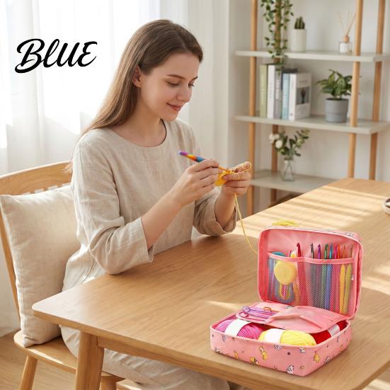 Häkelnadel-Set mit ergonomischen Griffen 59 Stück/Set Werkzeug-Set, Garnzubehör Leichte tragbare Organizer Aufbewahrungstasche, Kompletter Werkzeugkasten