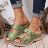 Double buckle cool slippers women's summer round head hollow metal buckle flat bottom outer wear plaid flip-flops