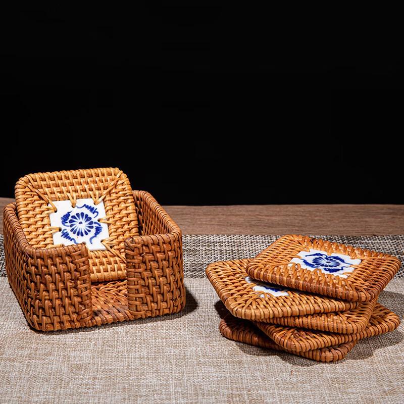 Handmade Vietnamese Rattan Tea Coasters and Placemats for Tea Ceremony