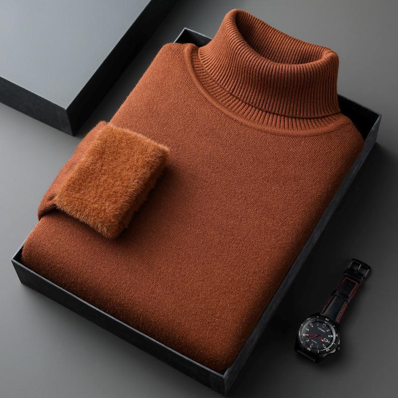 Autumn/Winter 2025 Men's High-Neck Wool Blend Plush-Lined Sweater