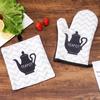 2pc/set Oven Mitt Table Pad Heat Resistant Thickened Kitchen Gloves Pot Holder Soft Inner Lining