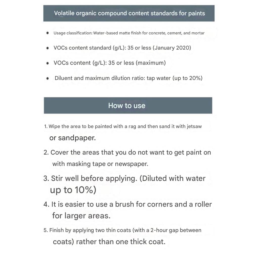 Water Based Wall Paint 0.9L (0.238 US Gal, 0.198 UK Gal ) Economic Size