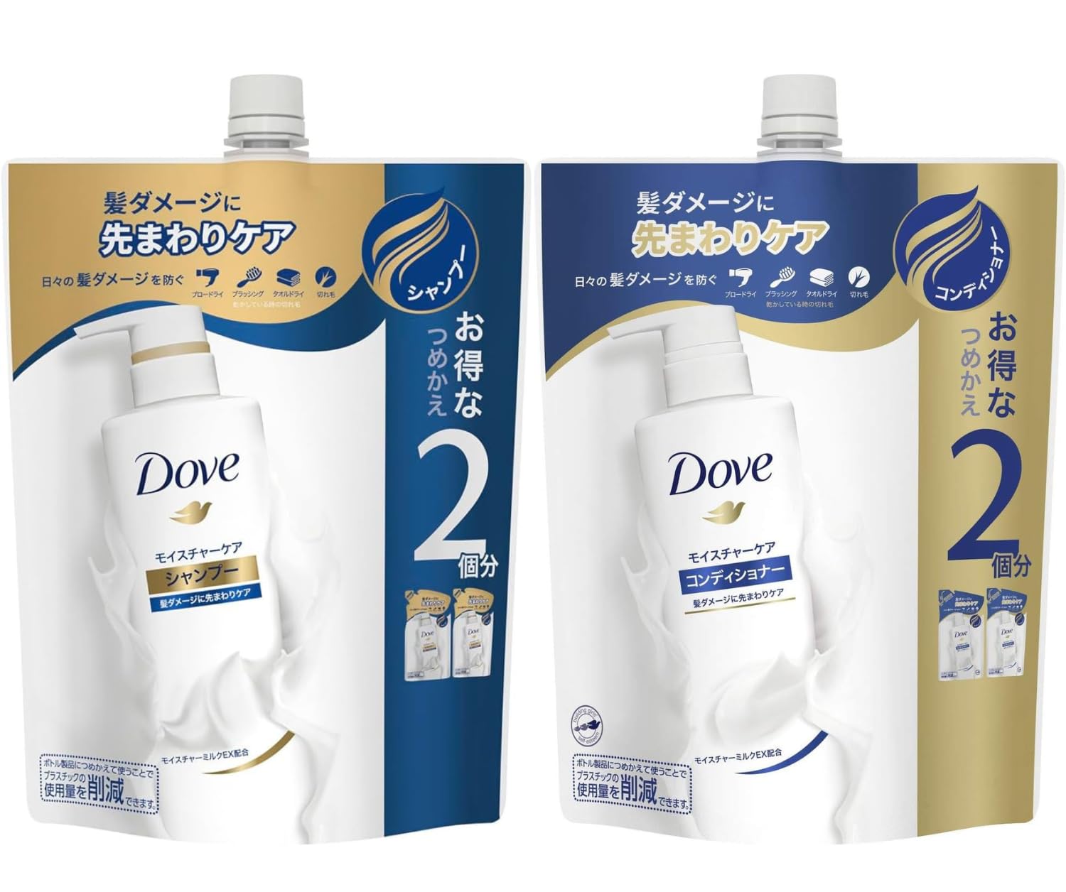 

[Buy shampoo and conditioner set] Dove Moisture Care Shampoo & Conditioner Refill 700g