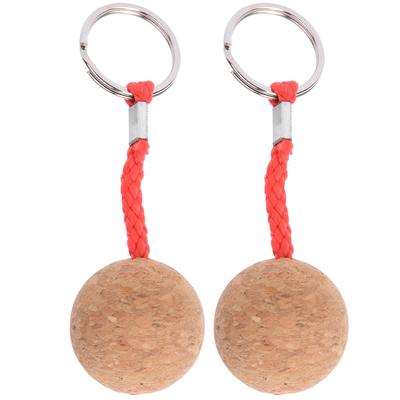 2Pcs Floating Cork Keyring Wooden Ball Key Ring Float Sailing Boat Canoe Water Sports