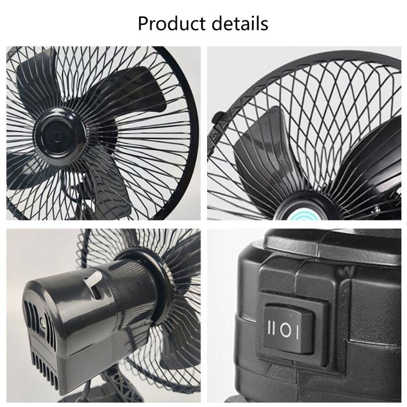 8 Inch Compacted Rechargeable Fan With 180 Degree Rotation And 2 Speed Settings For Outdoor Camping And Worksites