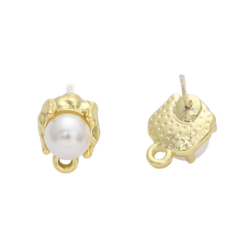 1pair/bag Alloy Shell Imitation Cat Eye Pearl Heart with Diamond Earrings for DIY Jewelry Making