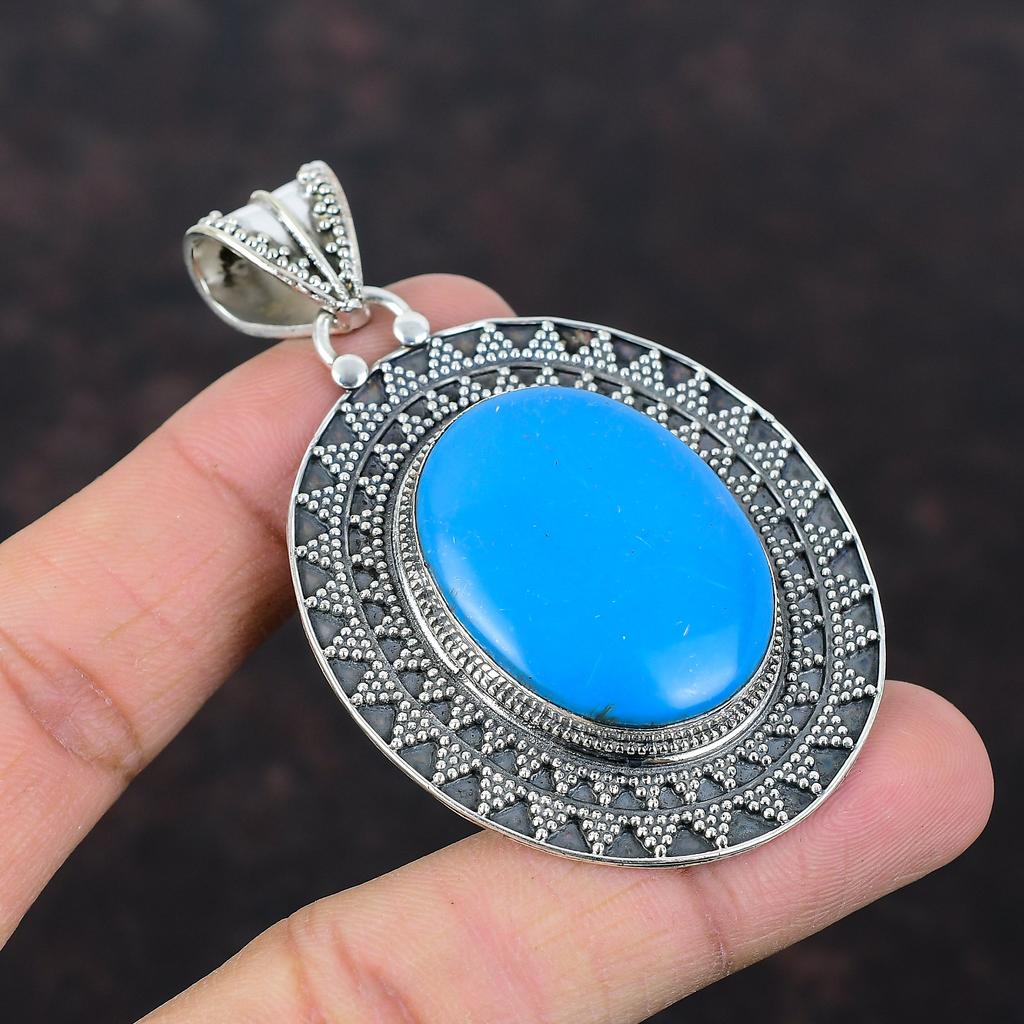 Dornröschen-Türkis-Anhänger, handgefertigter Schmuck, 925er Sterlingsilber-Anhänger, Edelstein-Anhänger, wunderbarer Vintage-Anhänger, Jahrestagsgeschenk