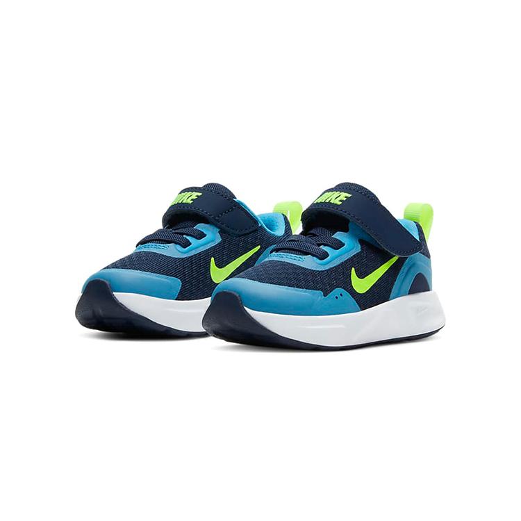 Nike Wearallday Slip Resistant Cushioning Abrasion Resistant Low top Toddler Shoes Blue Green Infant And Toddler CJ3818-400