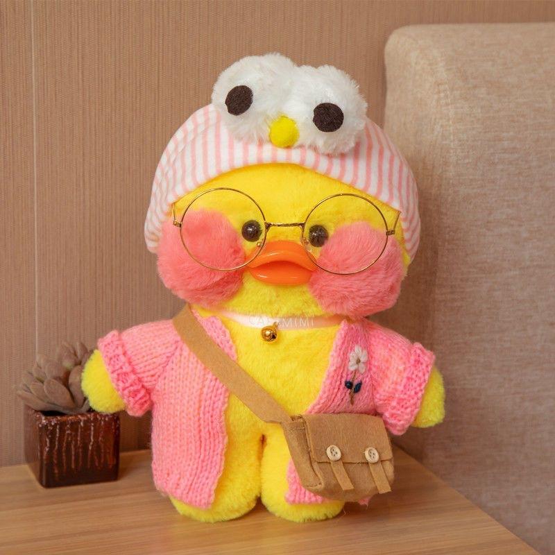 30cm Cartoon Cute Cafe Duck Plush Toy Stuffed Soft Plush Duck Doll Animal Pillow Birthday Gift for Kids Children