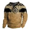 Men's Outdoor Vintage V-neck Button Long Sleeve Fashion Sports T-shirt