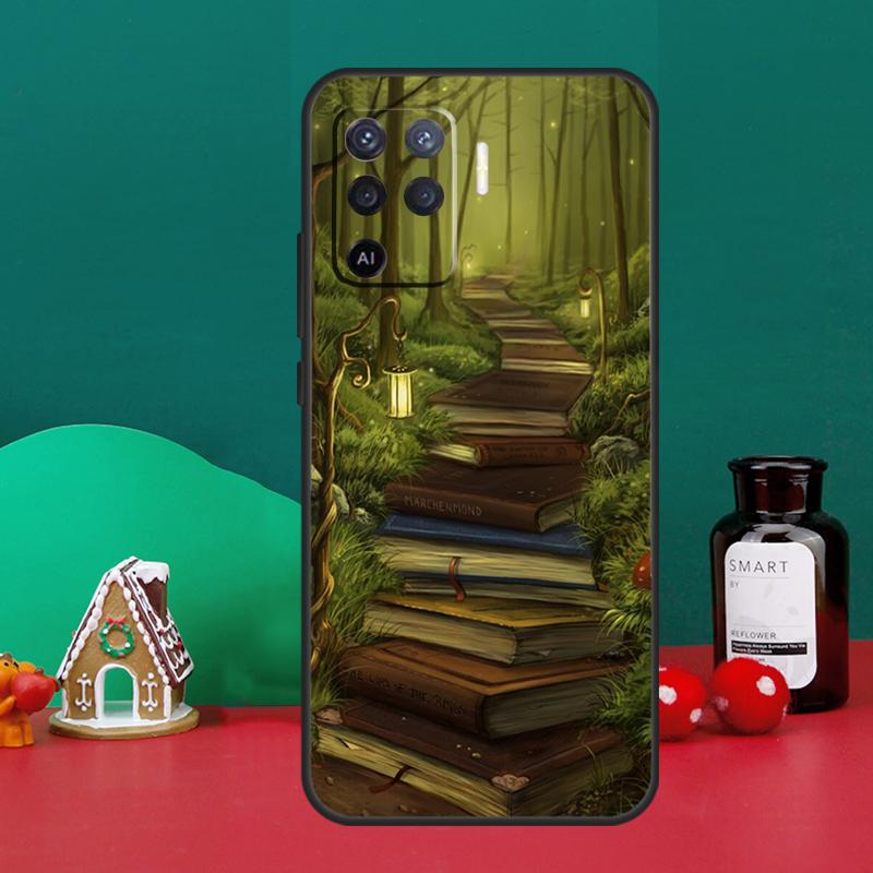 Read Books Illustration For OPPO A98 A78 A58 A79 A16 A76 A96 A5 A9 A53 A17 A57 A77 A15 A52 A72 A74 A94 A54S Case
