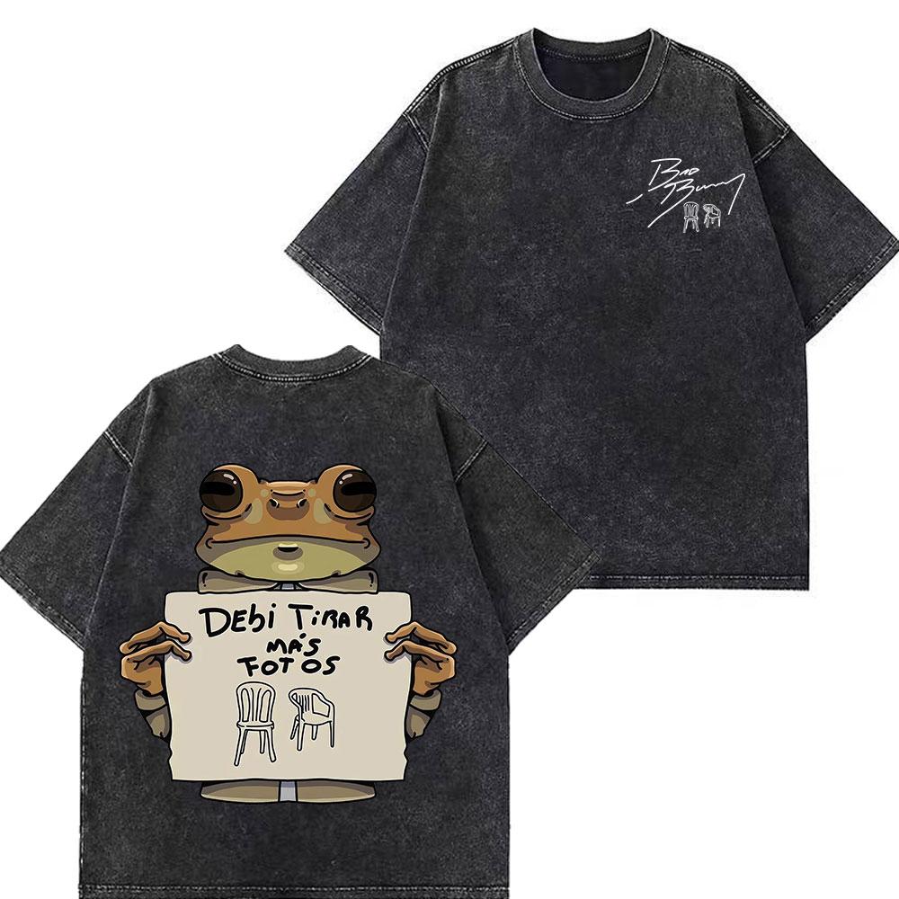 Rapper Bad Bunny Tour  Debi Tirar Mas Fotos DTMF Merch Tshirt Unisex Fashion  Summer ONeck Tee Hip Hop Vintage Washed Tshirts