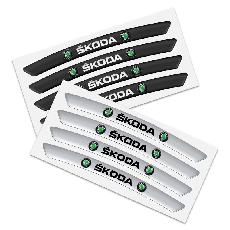 4Pcs Aluminum Car Wheel Hub Badge Sticker Tire Rim Decor Decal for Skoda SCALA Superb Octavia 2 3 A4 A5 Fabia Kamiq Kapoq Kodiaq Rapid