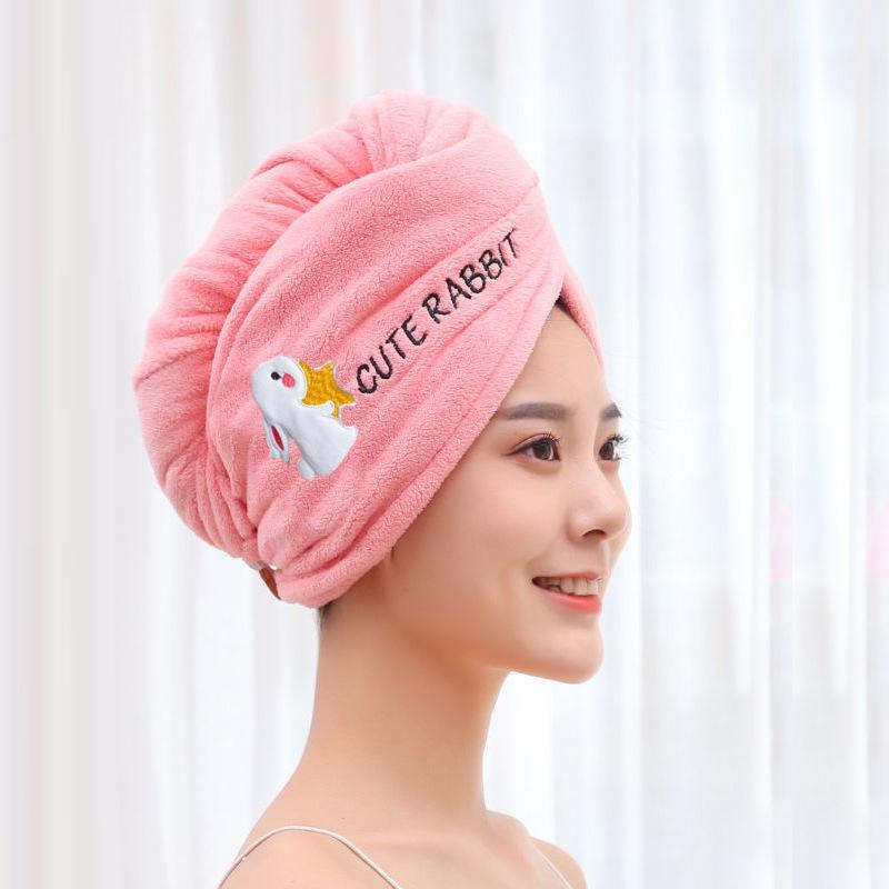 Magiczna czepek prysznicowy z mikrofibry haftowany ręcznik Czapki kąpielowe czepek do suchych włosów szybkoschnący miękki dla Lady Turban Head