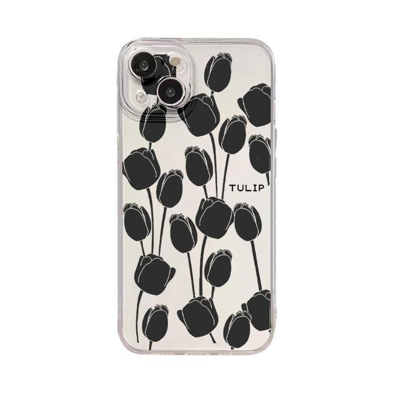 Tulip apple 16 pro mobile phone case transparent iphone17 mobile phone protective case 15pm anti-drop 14 soft case 12