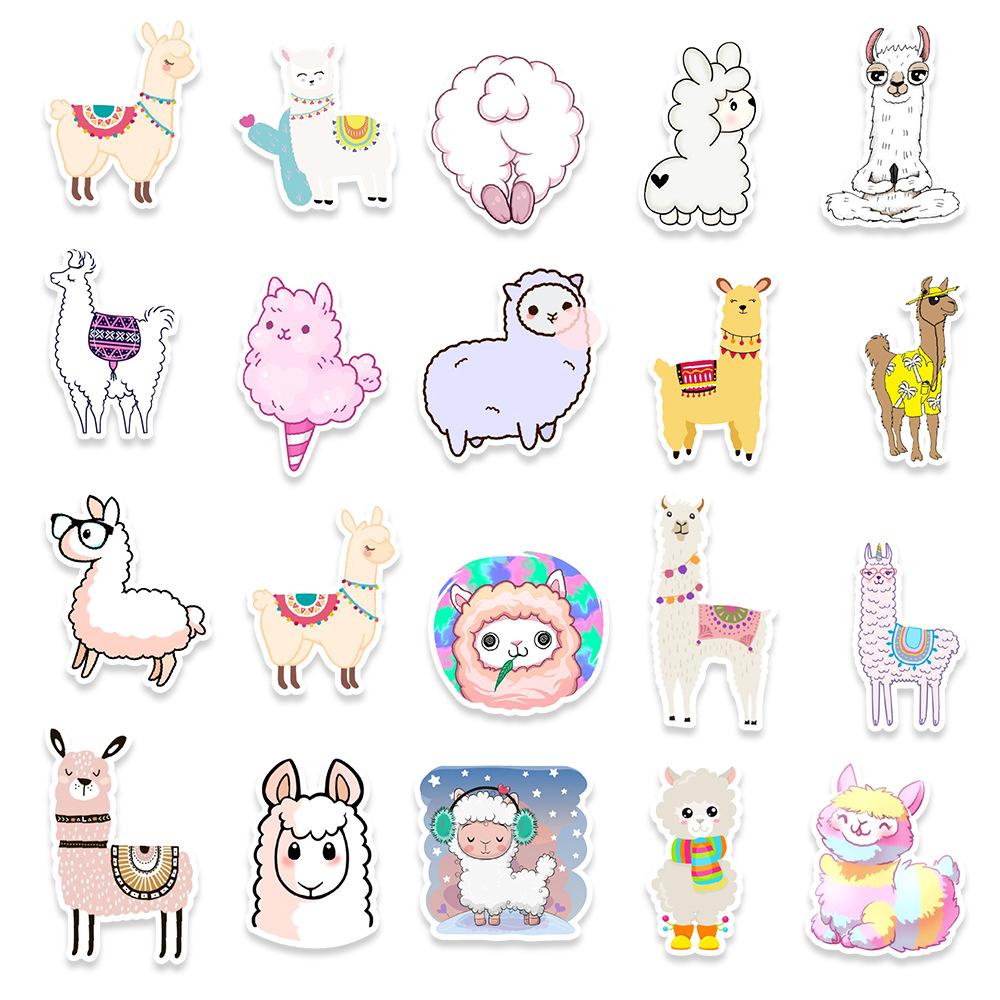 50 Cute Alpaca Creative Stickers Mobile Phone Computer Laptop Water Cup Refrigerator Stickers