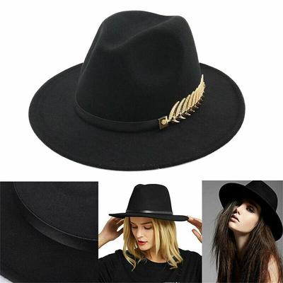 Fashion Wool Women Felt Trilby Jazz Cap Sun Hat Wide Brim Hat