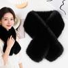 Plush Cross Scarf Thickened Neck Collar Elegant Imitation Fox Fur Scarf  Outdoor