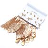 6 Pairs Bohemia Style Golden Jewelry Set Vintage Leaves Long Tassel Stud Earrings Set for Women