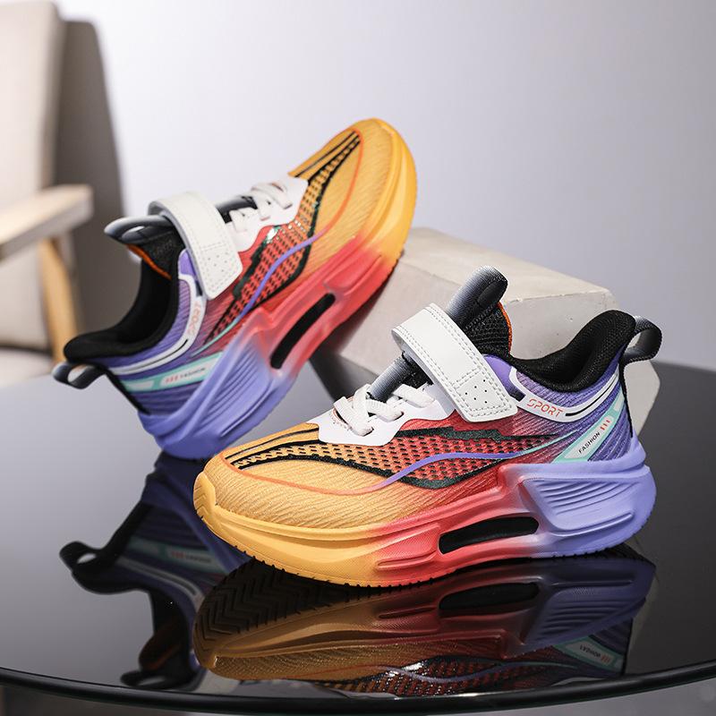 Primary school students running shoes middle and older children 25 spring mesh sneakers lightweight Velcro breathable classmates boys