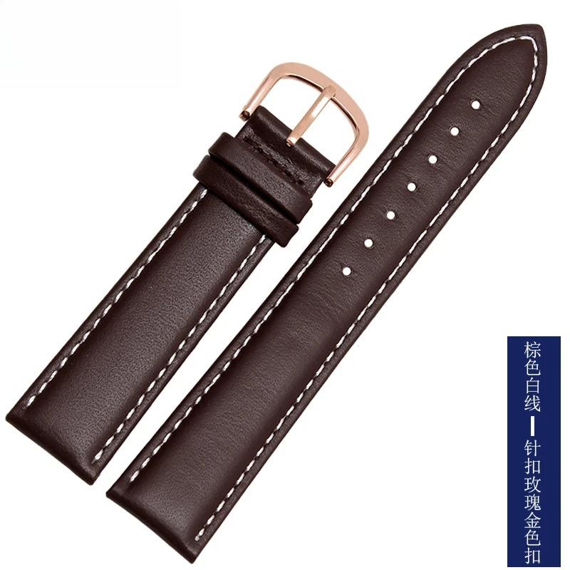 Smooth Genuine Calfskin Leather Watchband 18mm 19mm 20mm 21mm 22mm 23 Soft Straps Automatic Butterfly Buckle Business Watch Band
