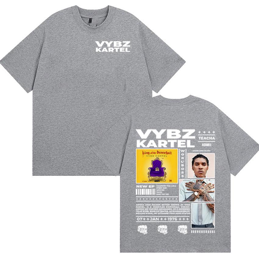 Rapper Vybz Kartel Tour 2025 Summer New Album 100 Pure Cotton Printed Tshirt Mens Hip Hop Gothic Short Sleeve High Quality