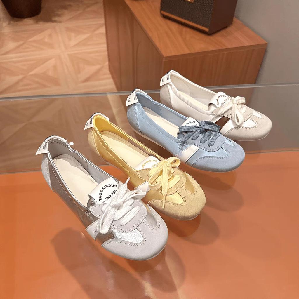 New autumn new shallow mouth flat bottom ballet style simple and versatile lace-up Mary Jane Dexun single shoes