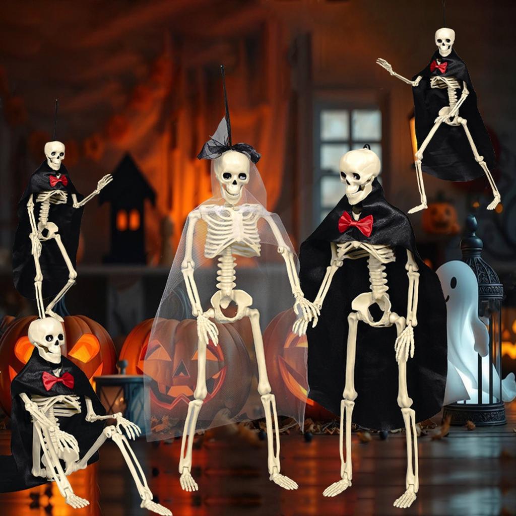 1 Pcs Halloween Bride And Groom Skeletons Bones Posable Simulated Skeleton Haunted House Plastic Skeleton Prop