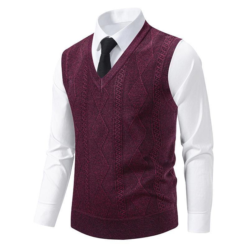 Men's Slim Fit Velvet-Thickened Knit Vest for Autumn/Winter