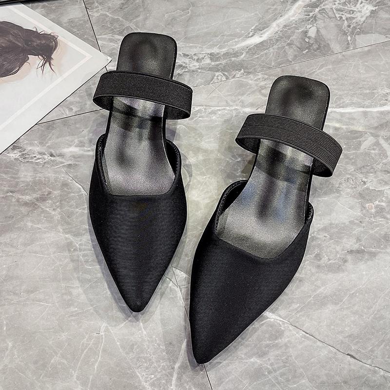 

Модные элегантные женские туфли Muller, сексуальные туфли с острым носком, женские сандалии, летние 2024 г., женские тапочки с неглубоким носком 43 чёрный