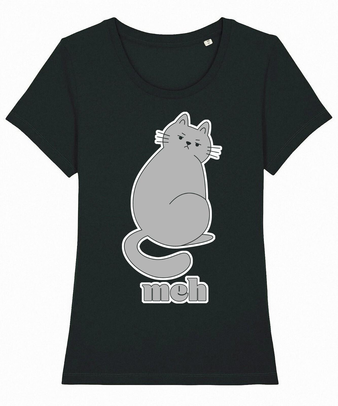 Meh Cat T-Shirt Mens Womens Tees Top Womens Funny Meme Cats Slogan / Cotton Tee S