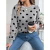 Fashionable Women's Hoodie: Casual Colour-Block Polka Dot Long-Sleeved Pullover Knit Top