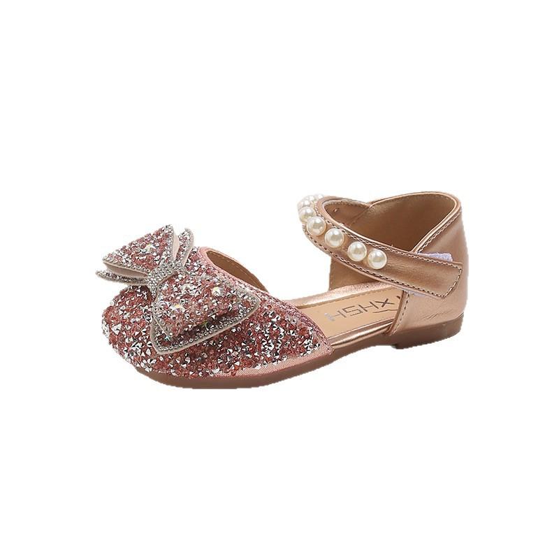 Girls Princess Sandals Spring Summer Closed Toe Soft Sole Crystal Butterfly Bow Rhinestones Comfortable