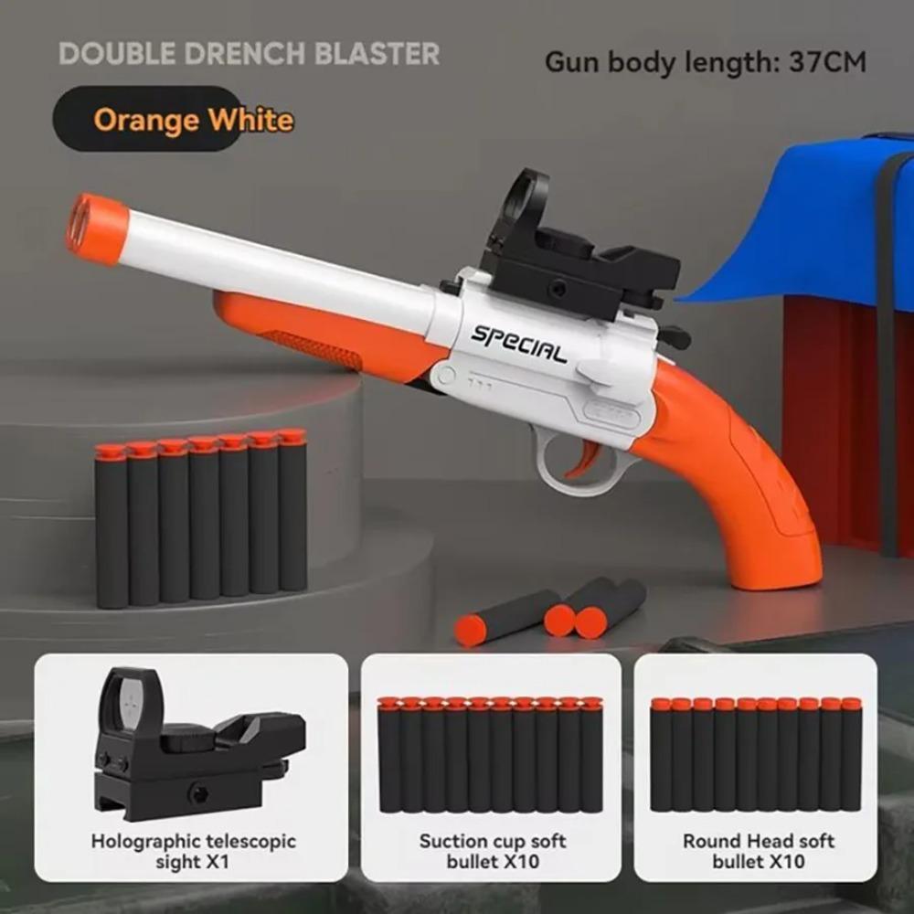 Dwulufowa S686 Manualna Pistolet Zabawkowy na Miękkie Kulki Blaster na Piankowe Strzałki Plastikowy Bezpieczny Model do Strzelania Zabawki dla Chłopców Dzieci Gry