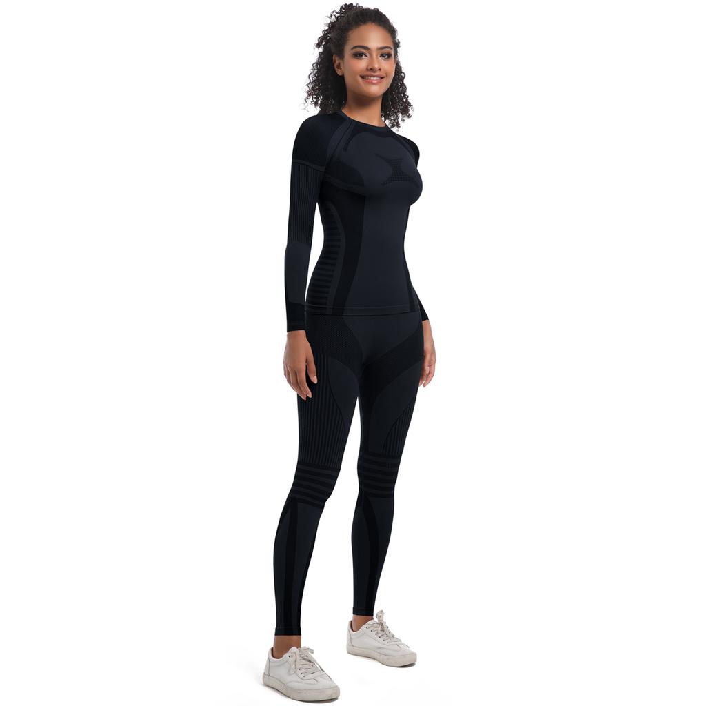 Auroth Long Sleeve Yoga Set Women Seamless Sportswear Quick Dry Shirts Running Pants Workout Clothes