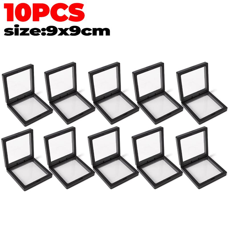 3D Floating Frame Display Case Transparent Film Storage Boxes PE Jewelry Decoration Container Rock Medals Shells Display Bases