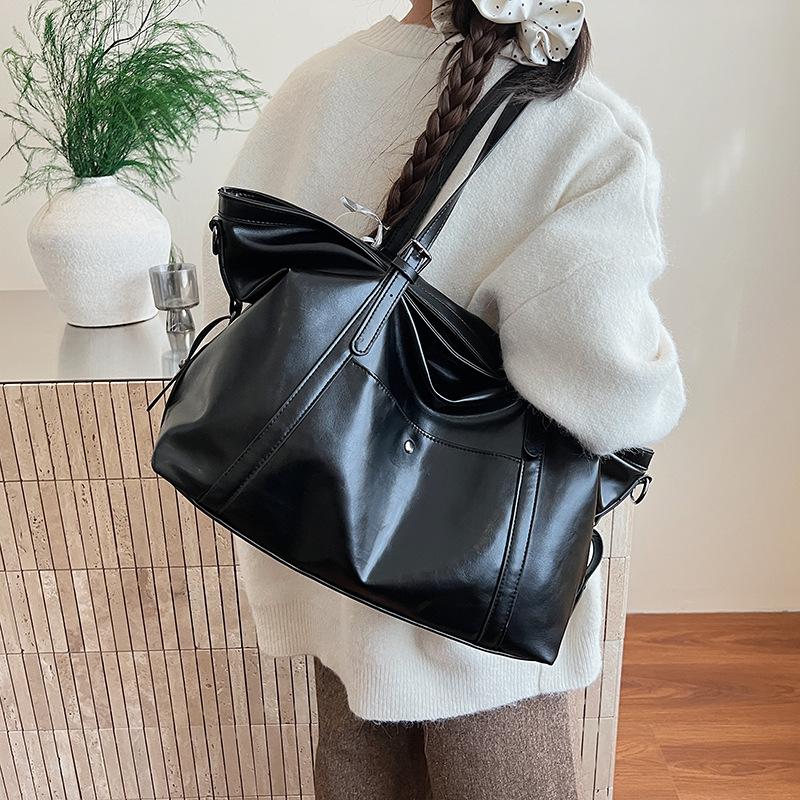 Retro Large-capacity One-shoulder Commuter Bag Women's 2025 New Simple Tote Bag Casual Travel One-shoulder Crossbody Bag