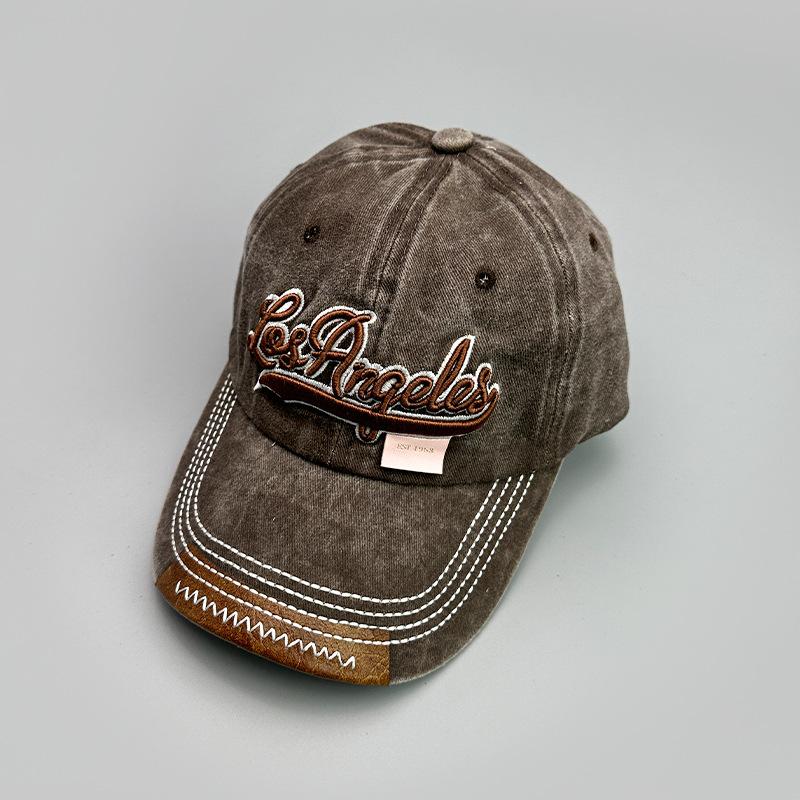 American Retro Embroidered Letter Baseball Cap Men S And Women S Personalized Street Sunshade Cap 52-60cm коричневый